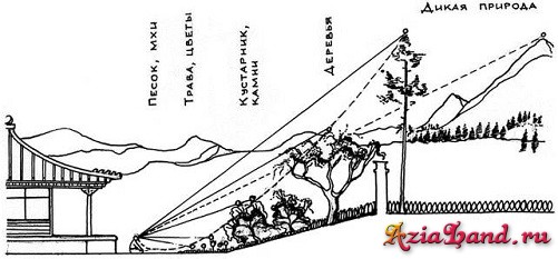 расположения растительности в китайском саду